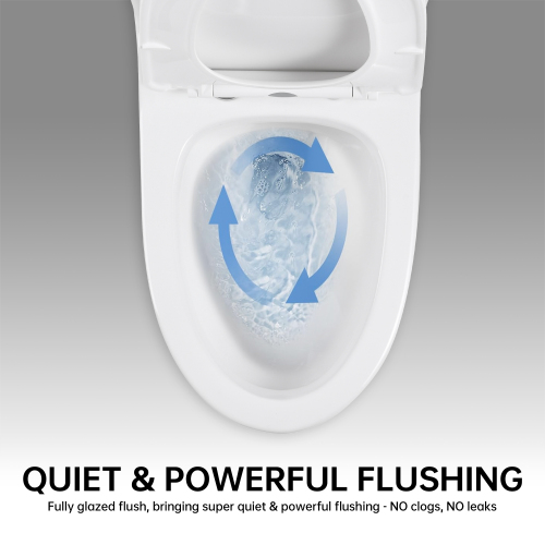 1.1/1.6 GPF Elongated Comfort Height Floor Mounted One-Piece Toilet, CUPC Certified, WaterSense Cetified, Ceramic, White Color, Soft Close Seat、、xpatfood