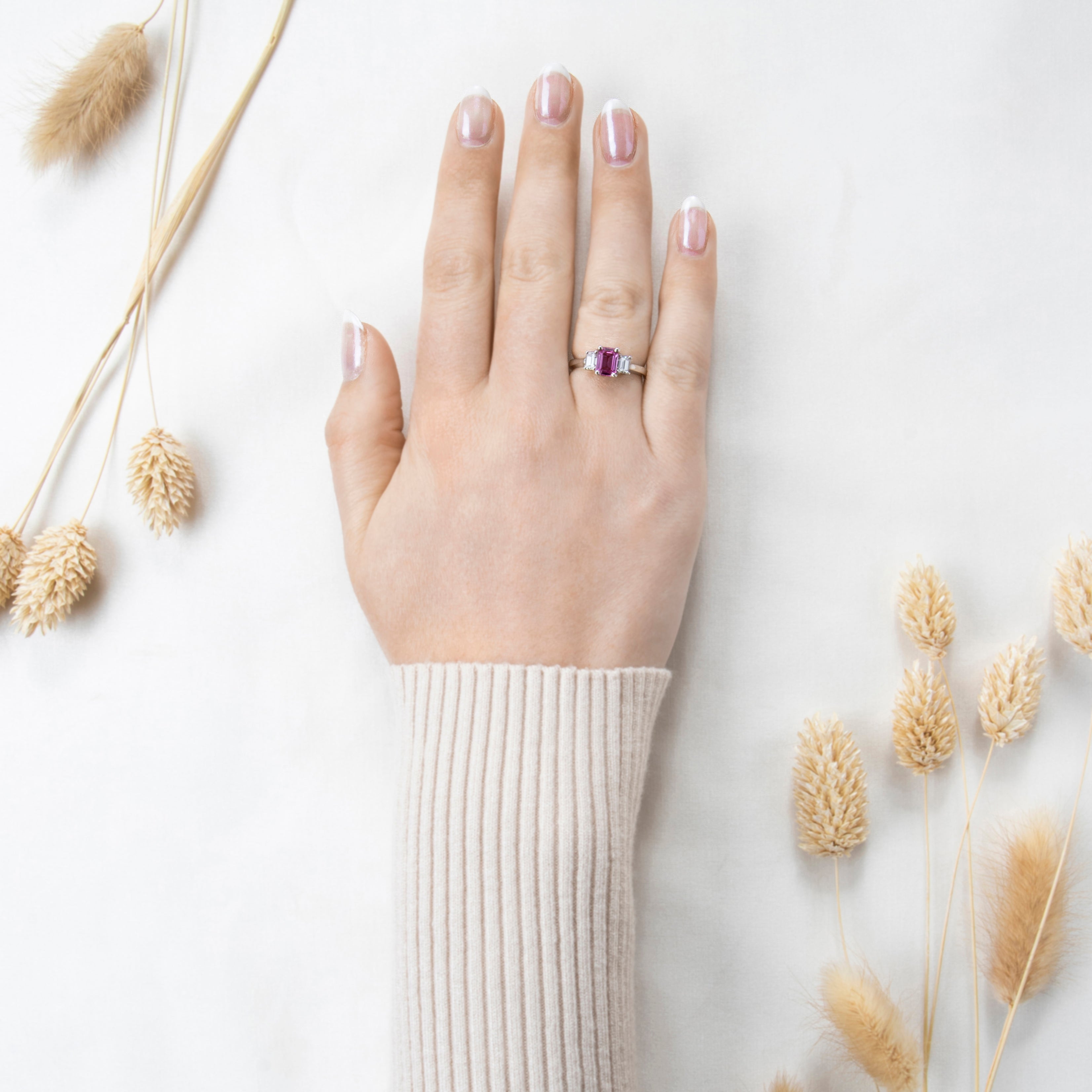 Vintage Birks 18k White Gold 1ct Pink Sapphire .50cttw Diamond Ring 6.25、mySite、hinf8tx79