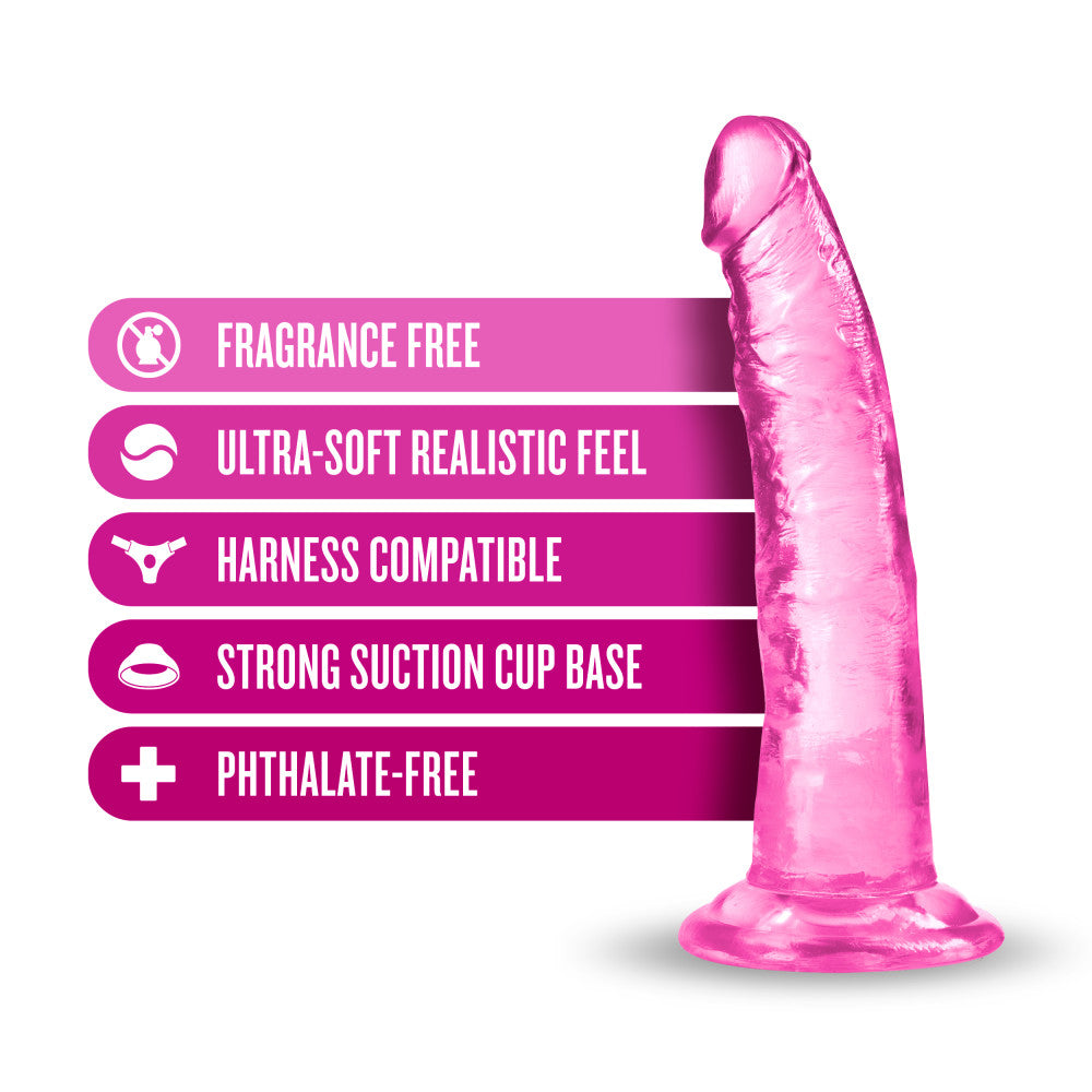 B Yours Plus By Blush® | Lust N’ Thrust Realistic G-Spot Pink 7.5-Inch Long Dildo With Suction Cup Base、mySite、bottomscart
