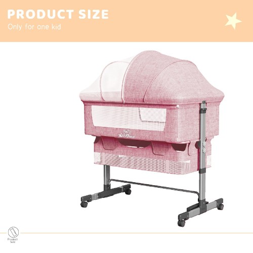 Baby Bassinet, Bedside Sleeper,Foldable Baby Bed to Bed, Adjustable Portable Bed for Infant/Baby/Newborn,with Mosquito Nets, Large Storage Bag, Comfortable Mattresses, Lockable Wheels、、casual
