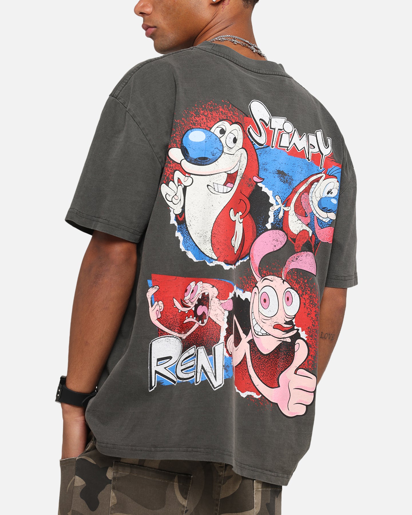 American Thrift X Nickelodeon Ren And Stimpy Heavy T-Shirt Black Wash、mySite、zt4zffjzw
