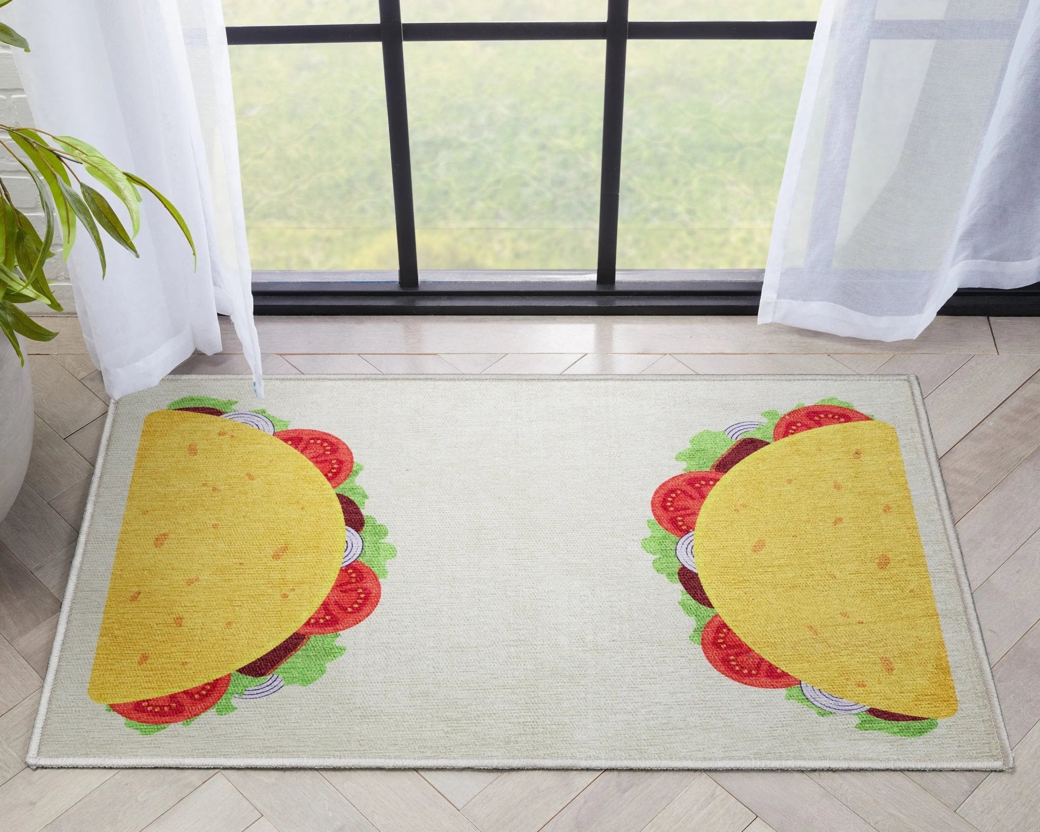 Double Taco Novelty Multi Yellow Flat-Weave Rug、mySite、gigharbornorthrealestate