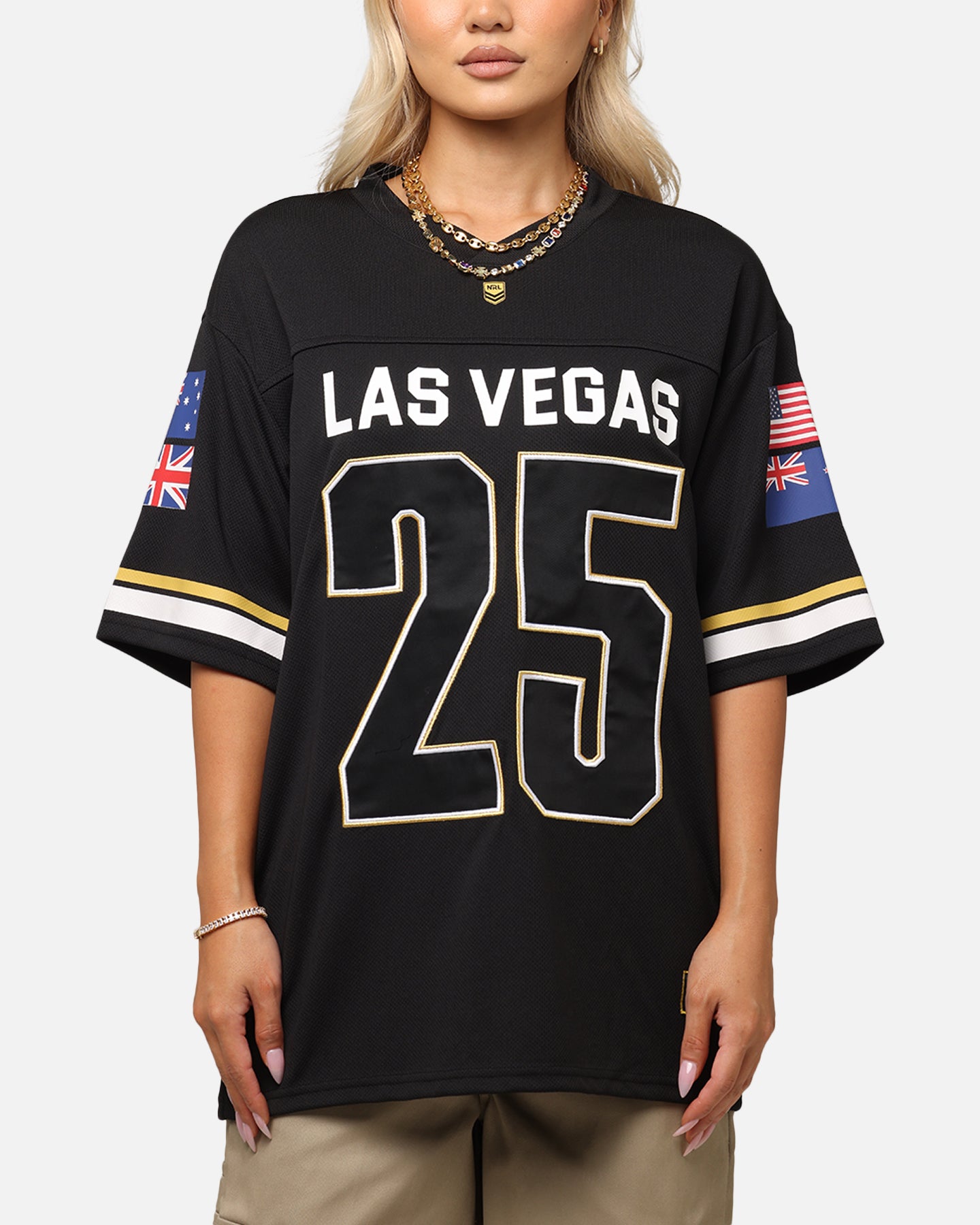 Bleacher Athletic NRL 2025 Las Vegas Round Grid Iron T-Shirt Black、mySite、zt4zffjzw