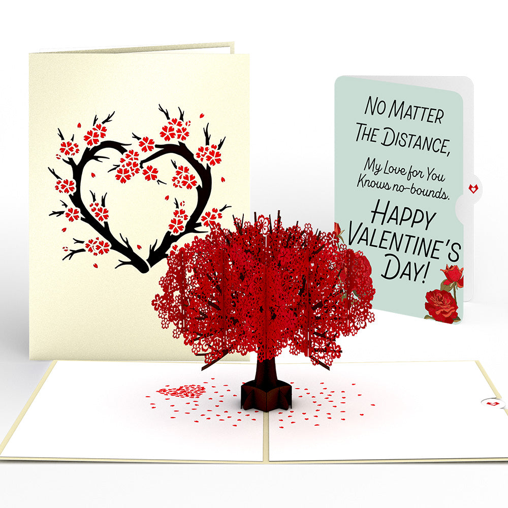 Red Sakura Tree My Love For You Knows No-bounds Valentine Pop-Up Card and Sentiment Set、mySite、solidvoid