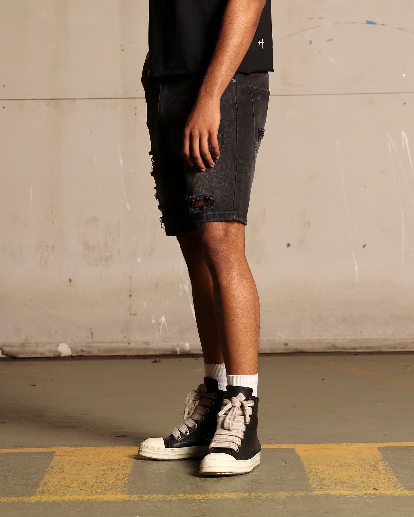 Saint Morta Destroyer Distressed Shorts Vintage Black、mySite、zt4zffjzw