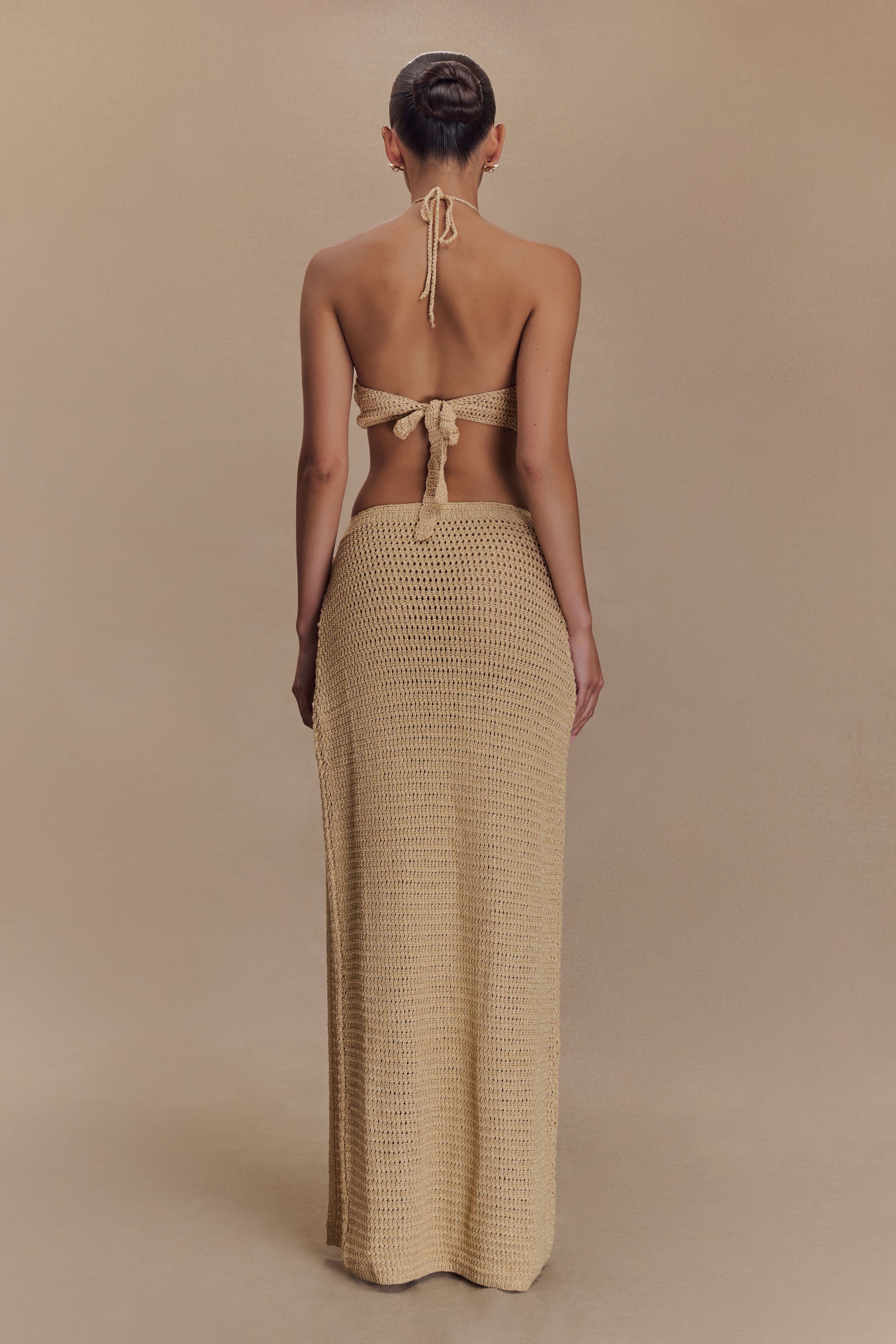 Abigail Floral Crochet Maxi Skirt - Gold、mySite、solidvoid