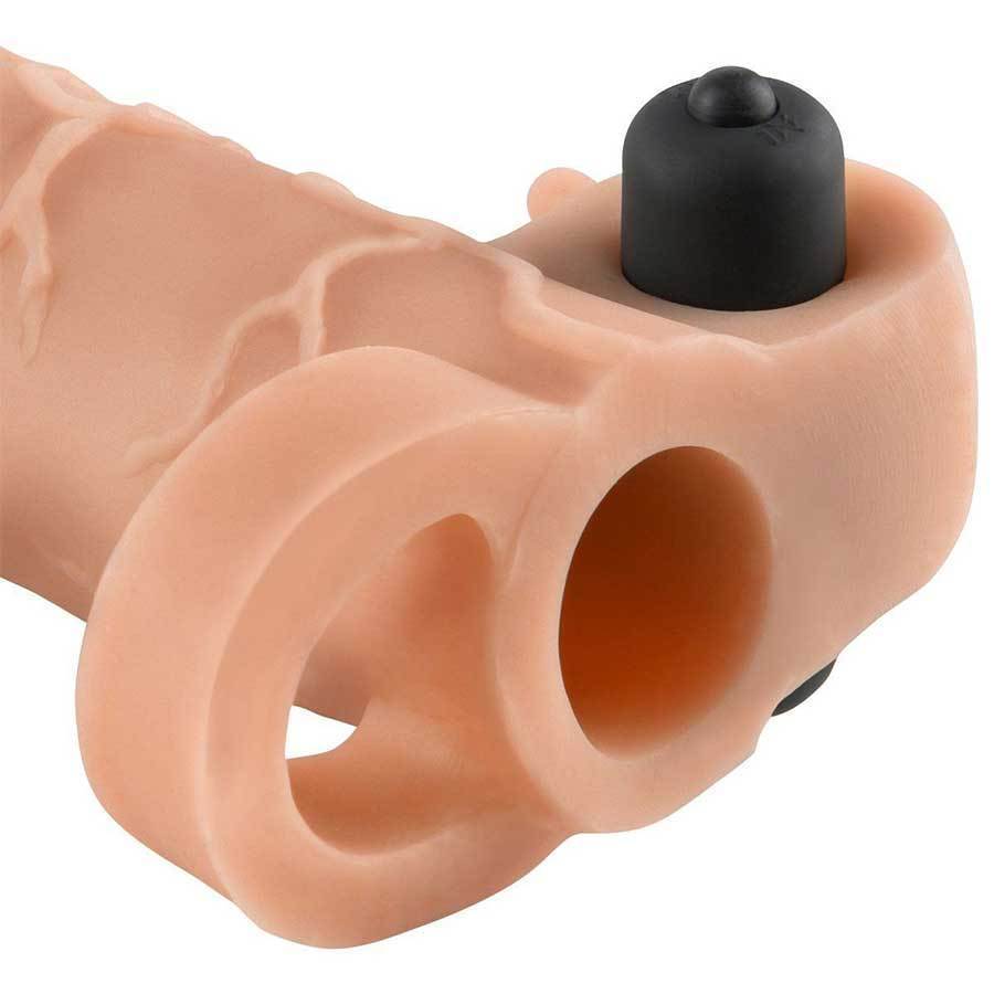 Vibrating 2 Inch Tan Penis Extension Sleeve Real Feel X-Tensions、mySite、bottomscart