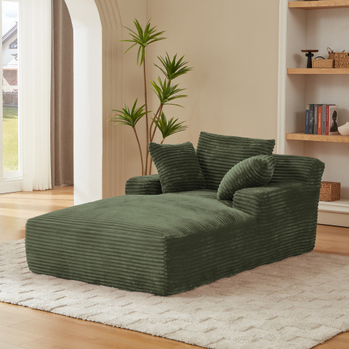  Oversized Chaise Lounge Chair Indoor, Corduroy Upholstered Modern Sofa Couch,No Assembly Required,Comfy Sleeper Sofa for Living Room,Office、、yumabirdnaturehistoryfestival