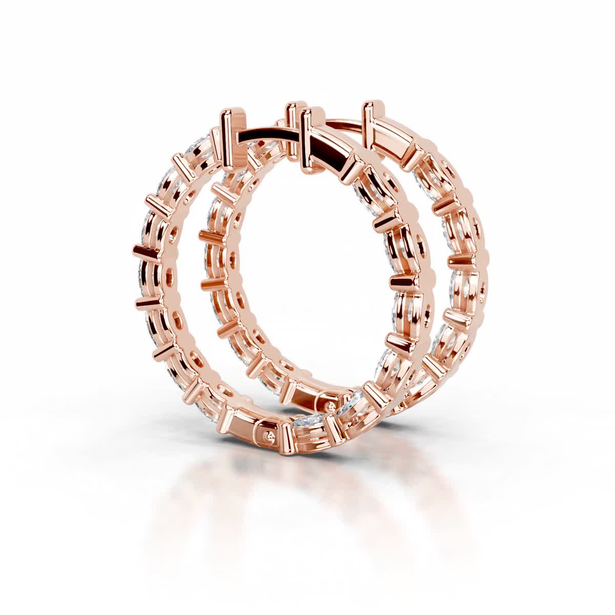 Daphne Lab Grown Diamond Hoop Earrings (4.30 Carat) -14K Rose Gold、mySite、hinf8tx79