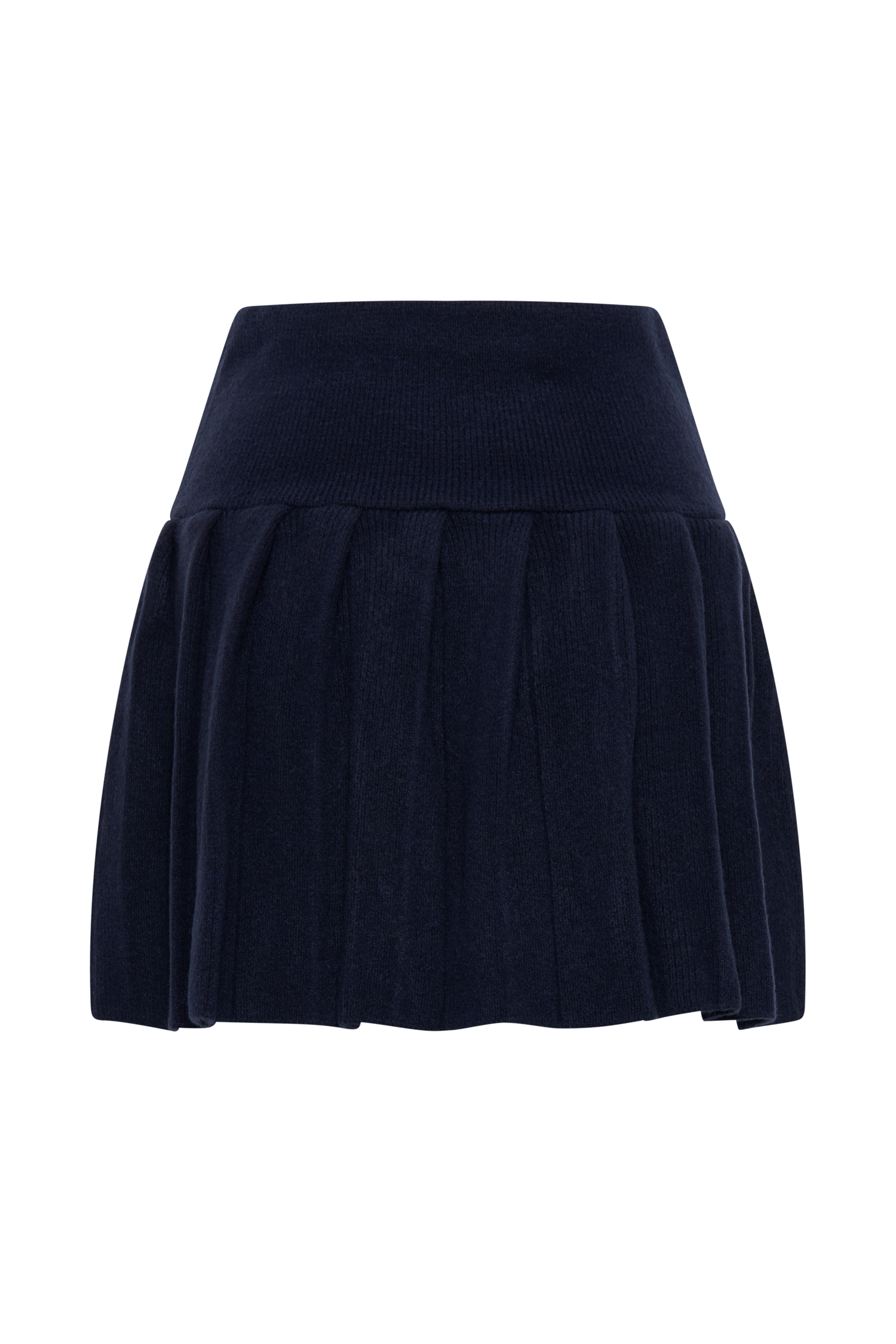 Dionne Pleated Knit Mini Skirt - Dark Navy、mySite、solidvoid