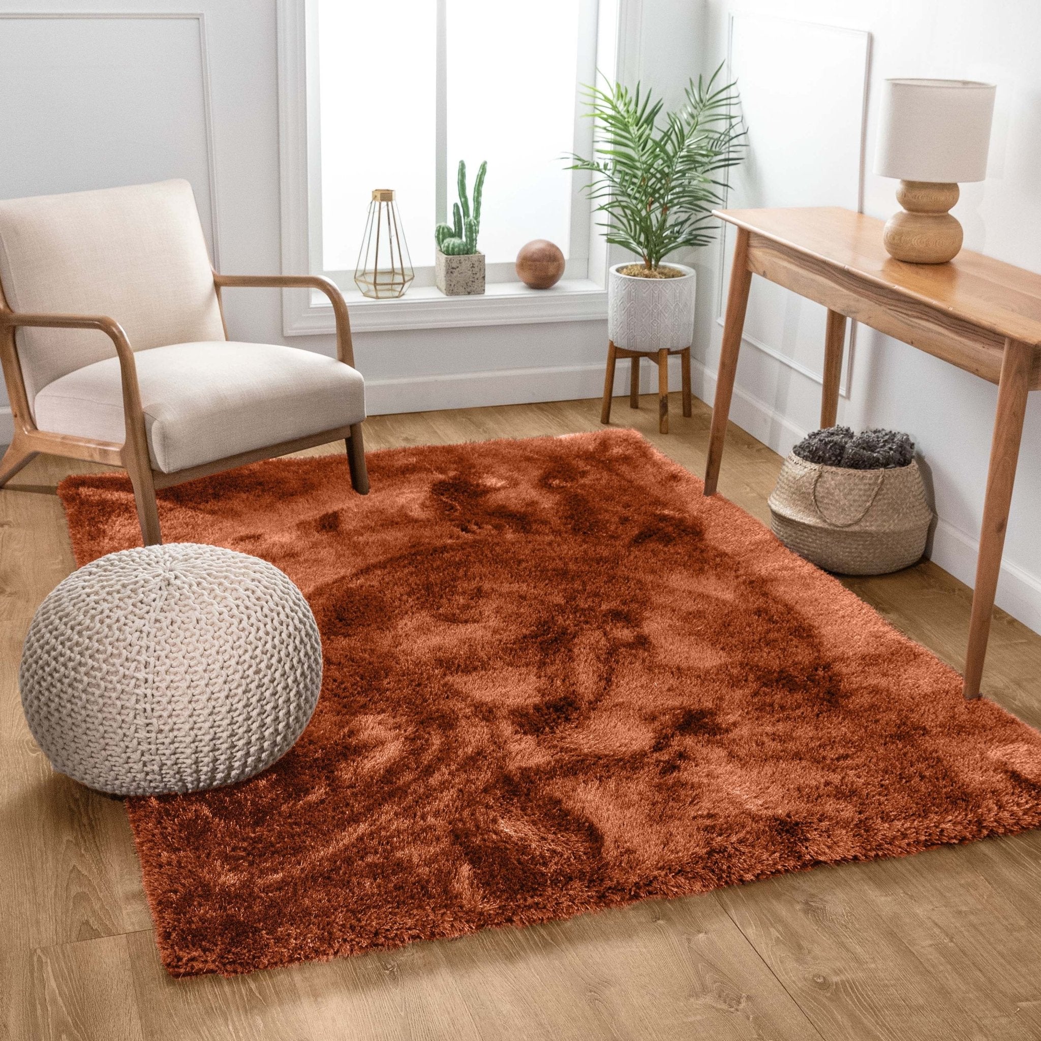 Feather Collection Liza Terracotta Shag Rug – Sparkly, Plush, Minimalist Glam、mySite、gigharbornorthrealestate