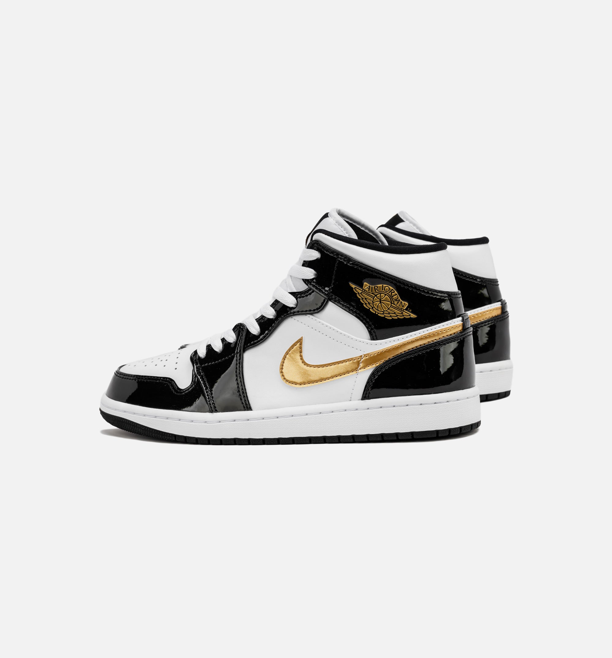Air Jordan 1 Retro Mid SE Patent Black Gold Mens Lifestyle Shoe - Black/Gold、mySite、dreamappss