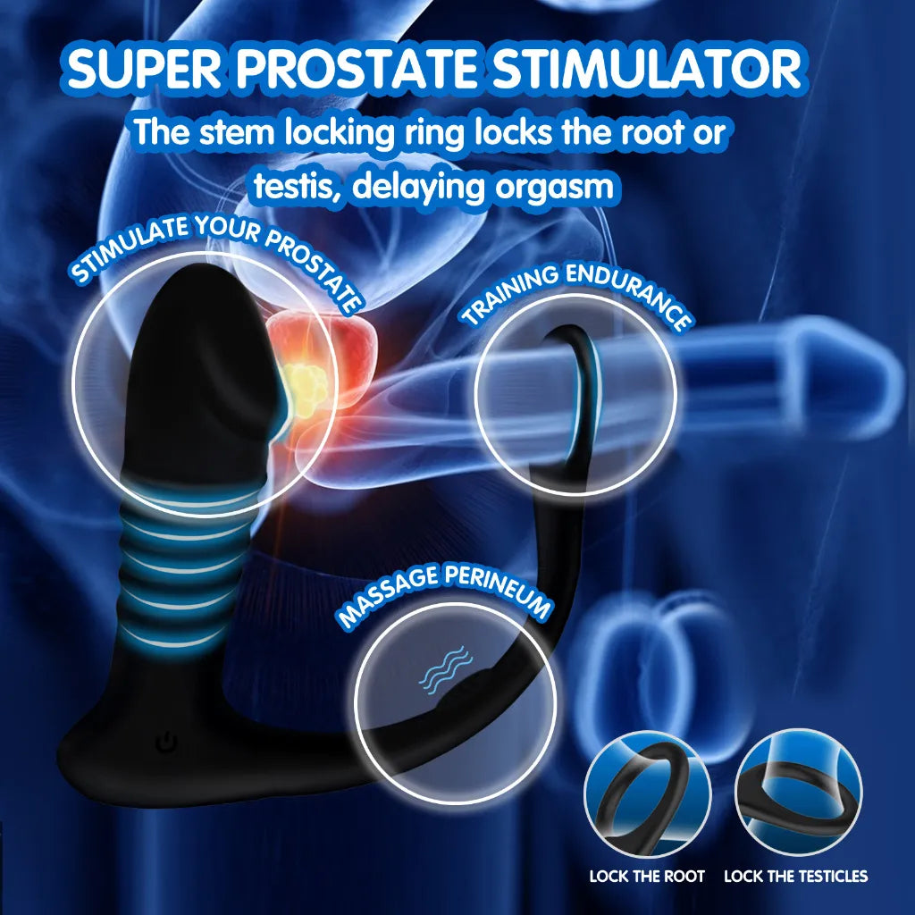 ThrustX Prostate Massager | Cock Ring | 10 Vibration | Remote Control、mySite、bottomscart