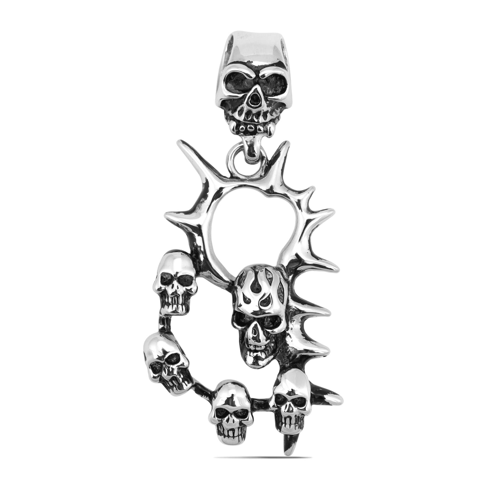 Stainless Steel Multi Skull Spike Pendant / PDK0137、mySite、dreamappss