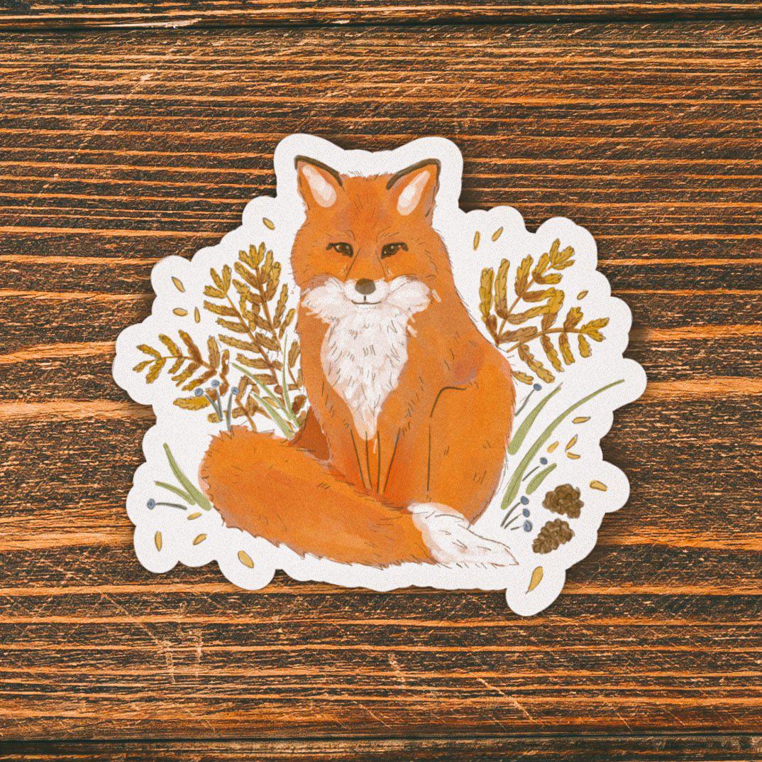  Orange Fox Fall Sticker、mySite、elrpsem3k