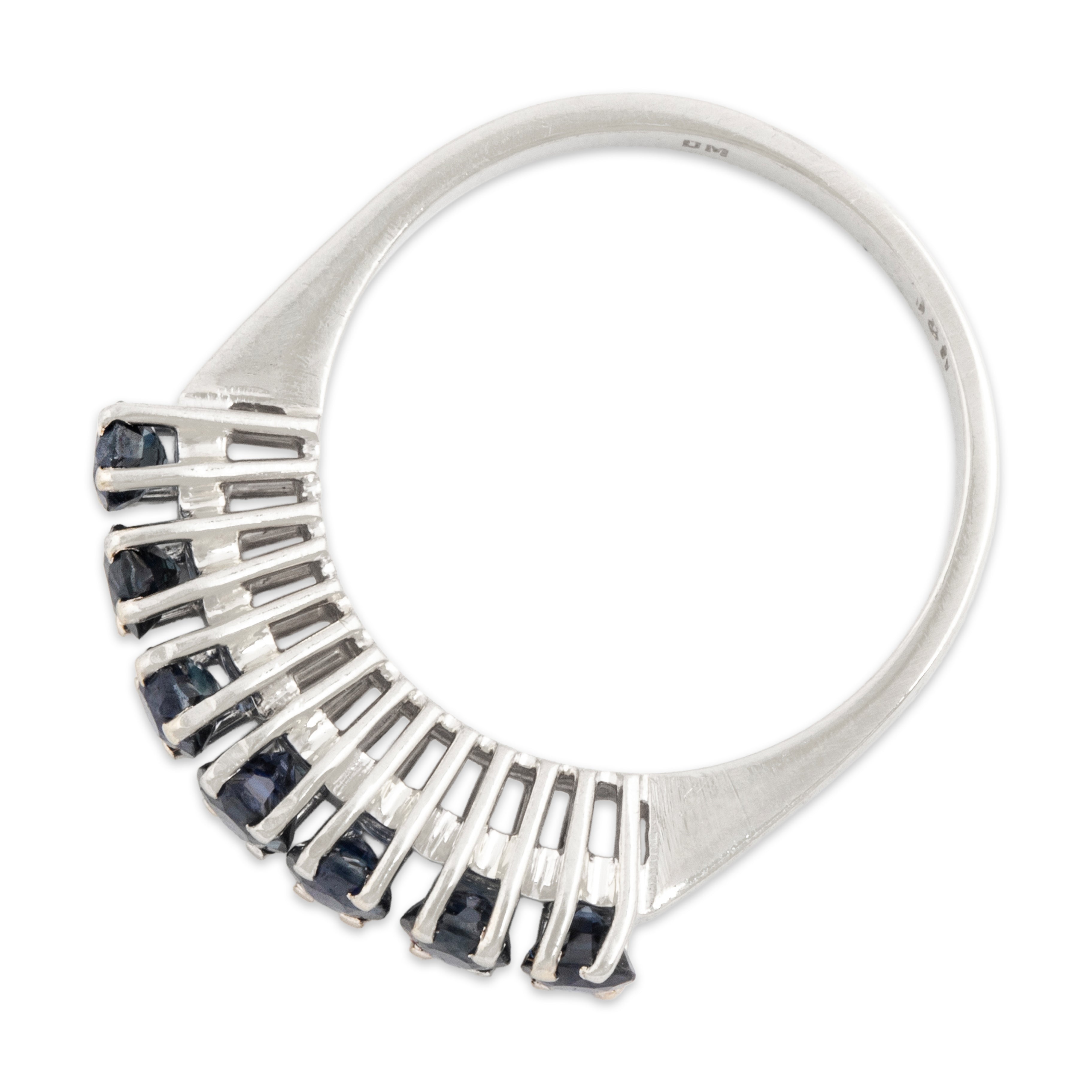 Vintage 18k White Gold Blue Sapphire Fan Ring 5.00、mySite、hinf8tx79