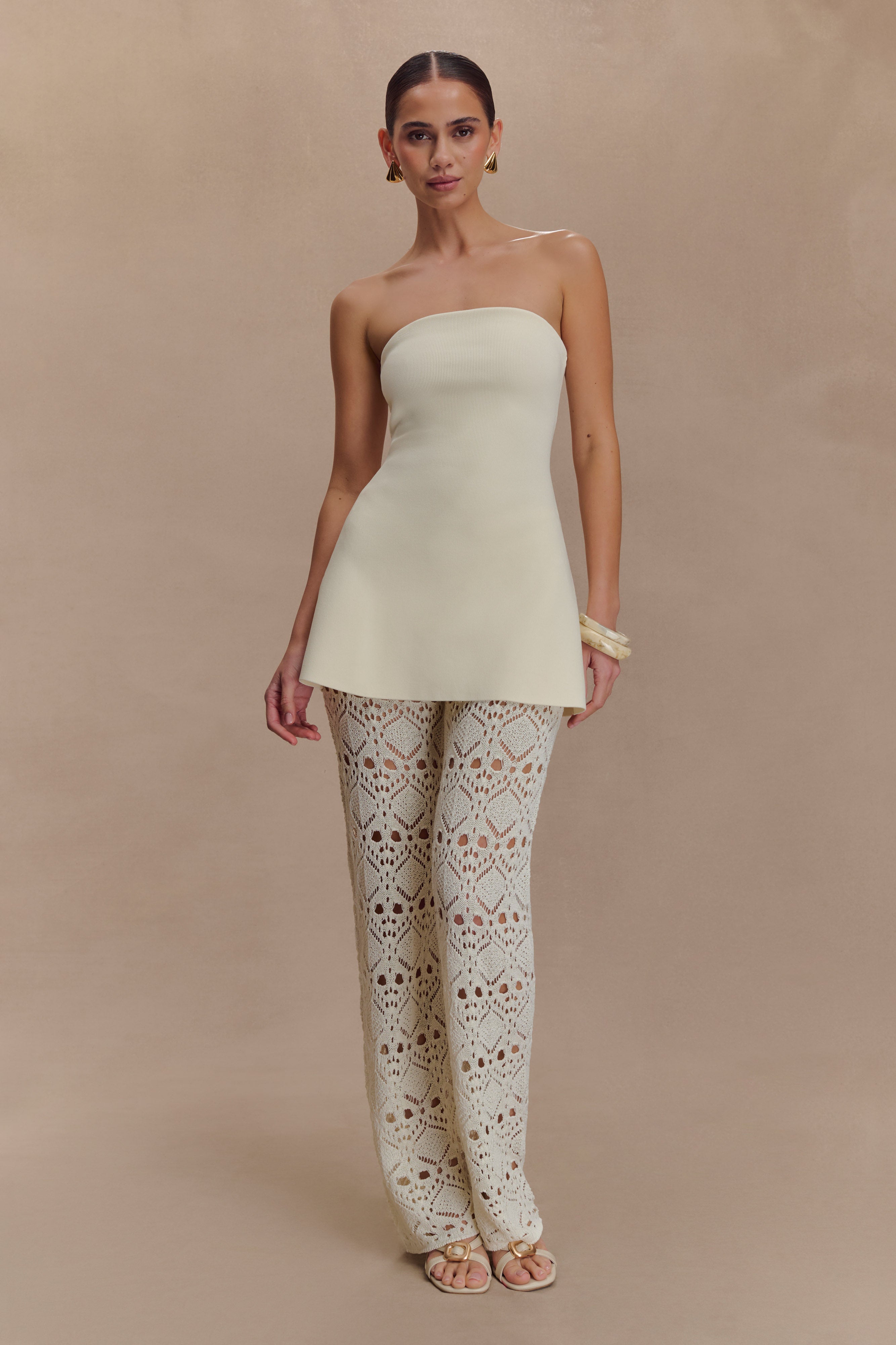 Trena Crochet Knit Pants - Ivory、mySite、solidvoid
