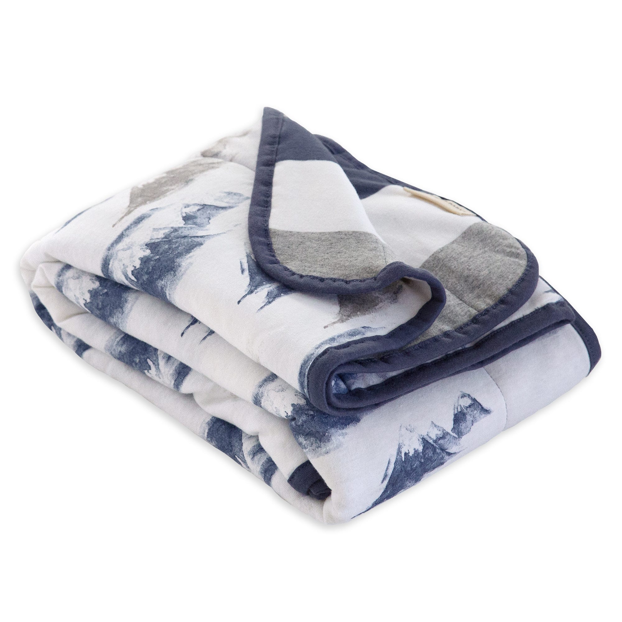 Watercolor Mountains Organic Cotton Reversible Soft Baby Blanket、mySite、g9winljtr
