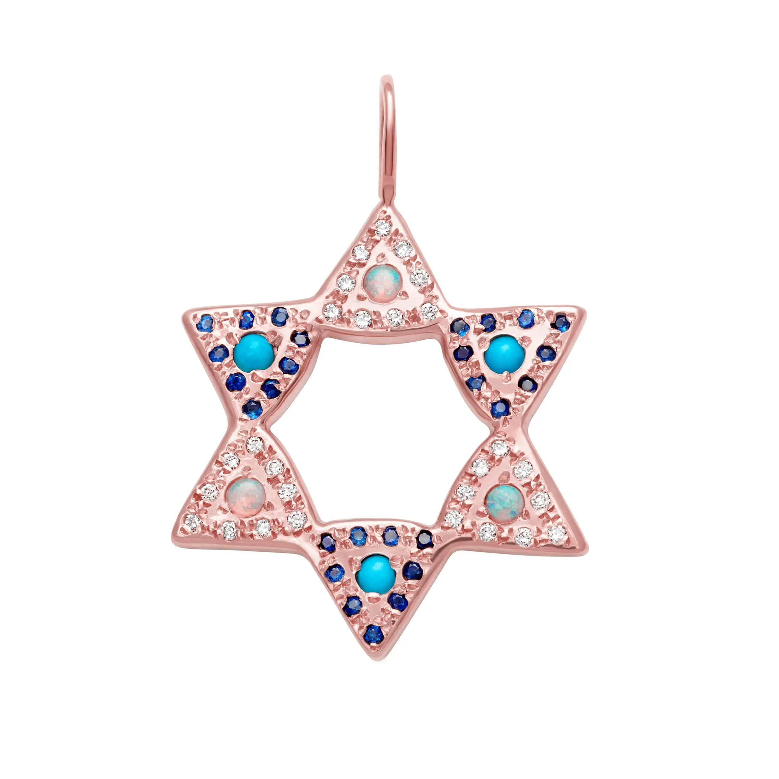 Opal and Turquoise Large Star of David Charm by Elisa Solomon - 14k Yellow, Rose or White Gold、mySite、topwebapps