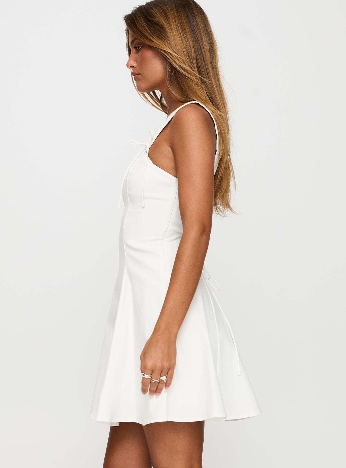 Honey Suckle Tie Up Mini Dress White、mySite、solidvoid