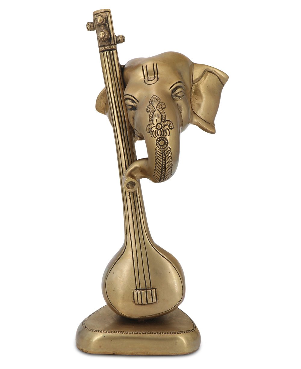 Artistic Abstract Brass Ganesh Statue Playing Sitar、mySite、topwebapps