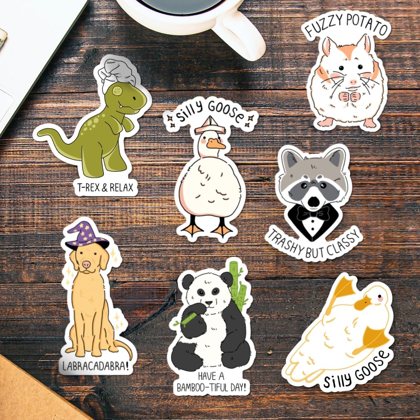  Silly Goose Animal Pun Sticker 7 Pack、mySite、elrpsem3k