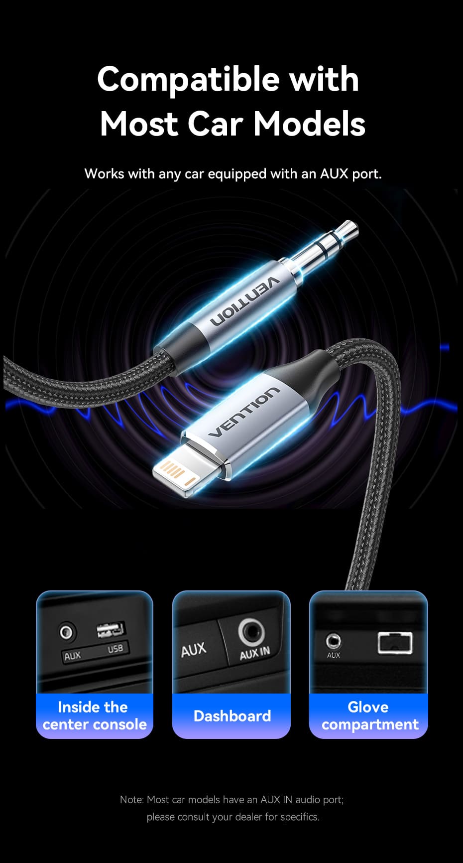 Cotton Braided Lightning Male to 3.5MM Male Cable