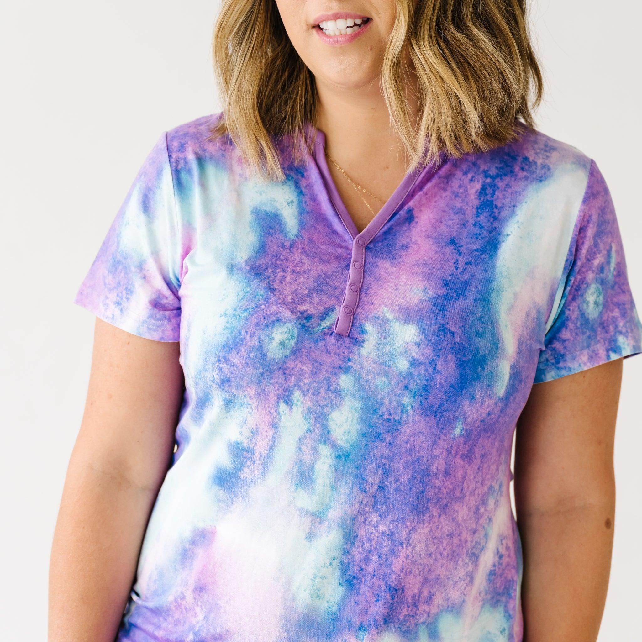  Purple Watercolor Women's Short Sleeve Pajama Top、mySite、layawaytickets