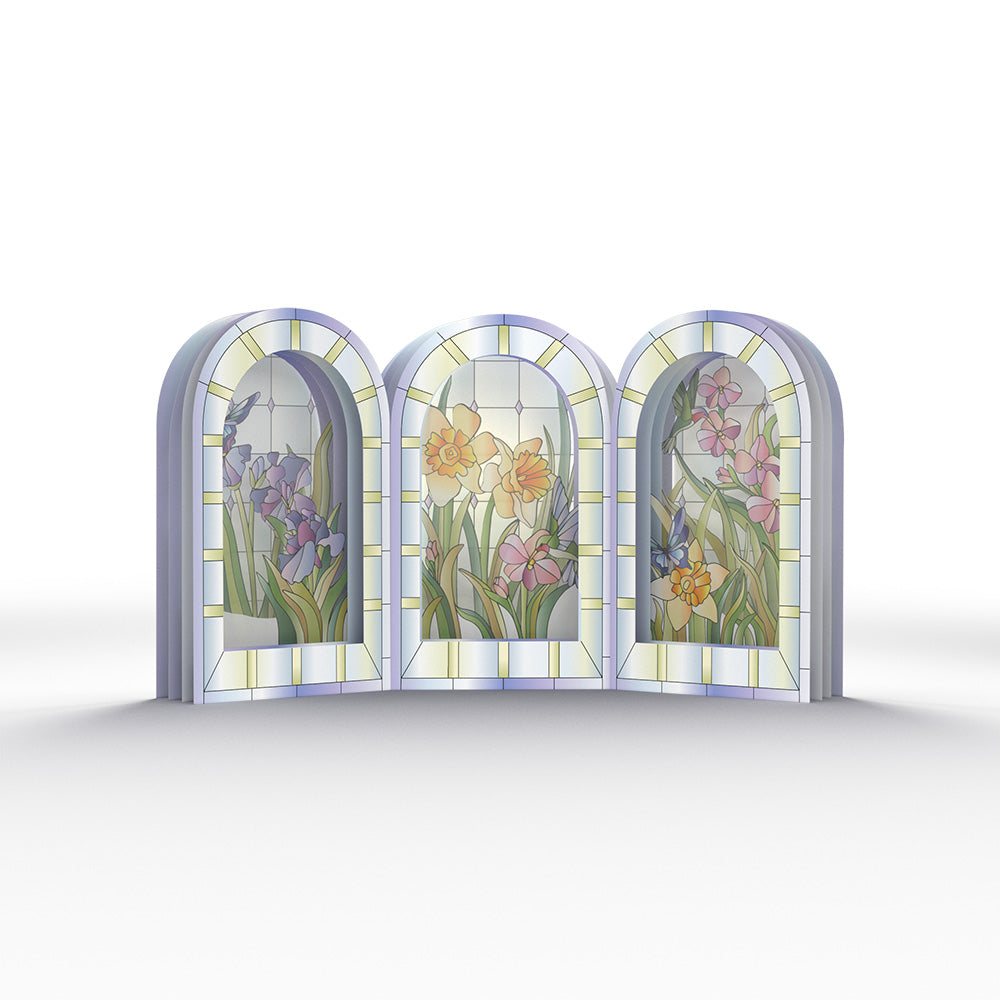 Stained Glass Floral Triptych Pop-Up Gift、mySite、solidvoid