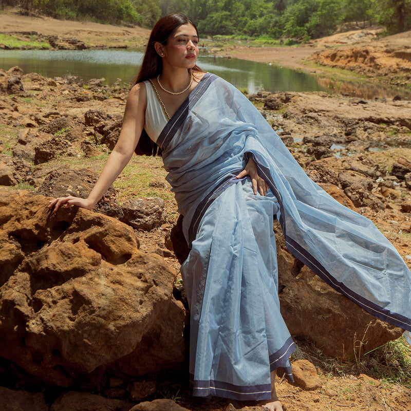 Chanderi Silk Cotton Saree | Blue、mySite、camillekostekn