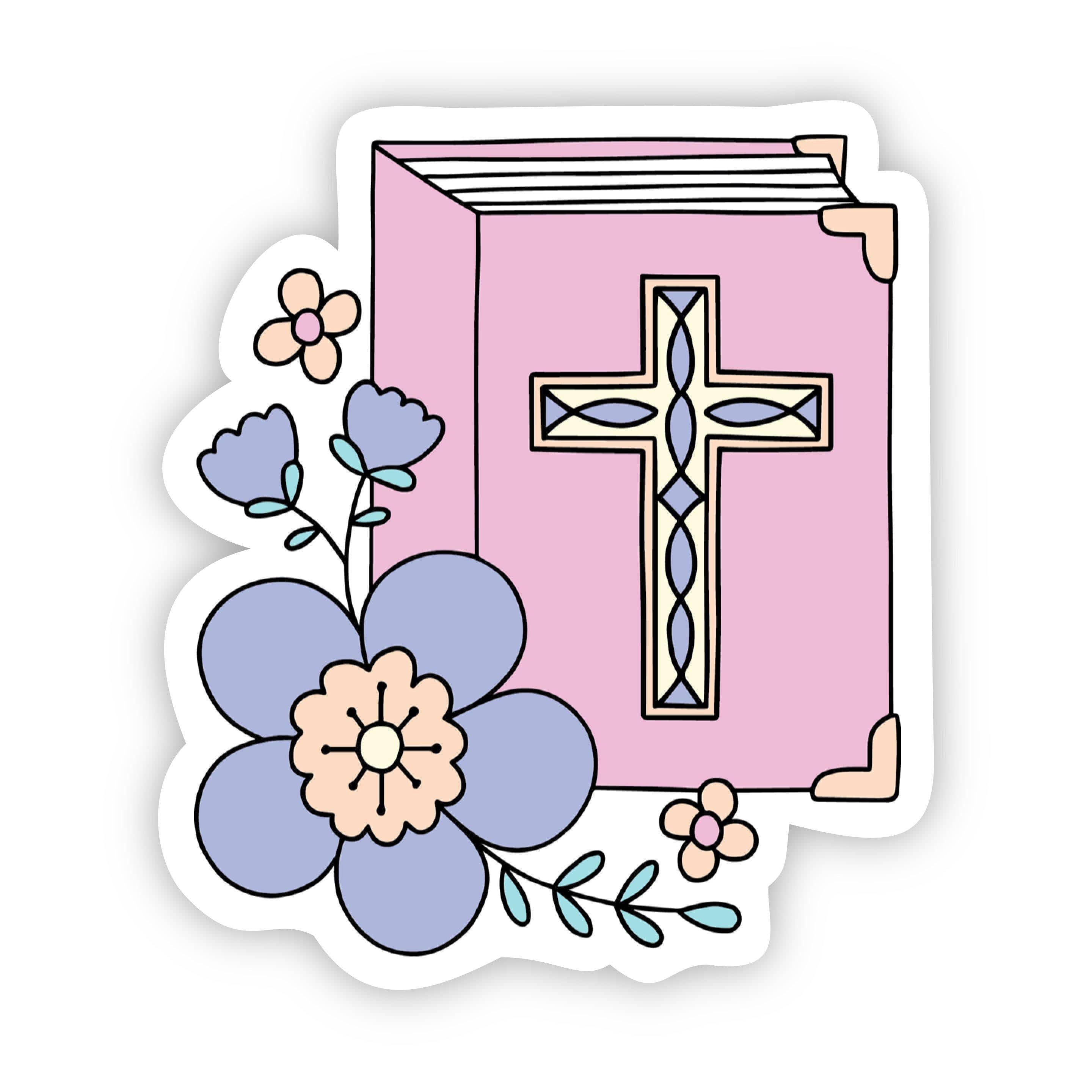  Bible with Cross Floral Sticker、mySite、elrpsem3k