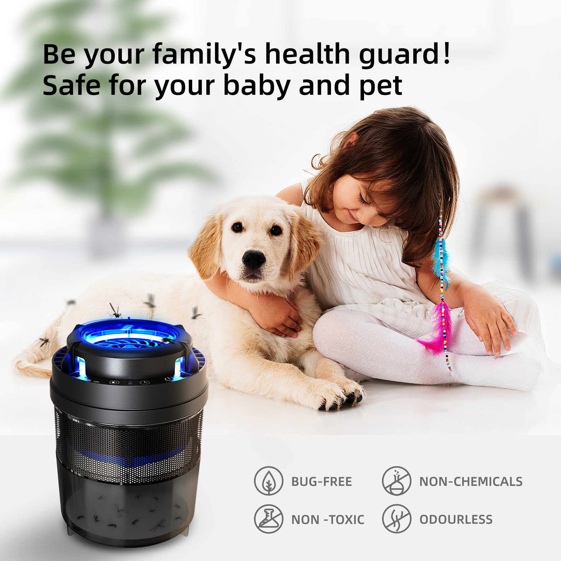 KLOUDIC Bug Zapper, Insect Trap indoor ,Electric Mosquito Killer, USB Powered Non-Toxic Pest Control for Home ,Capming、mySite、fannypackpong