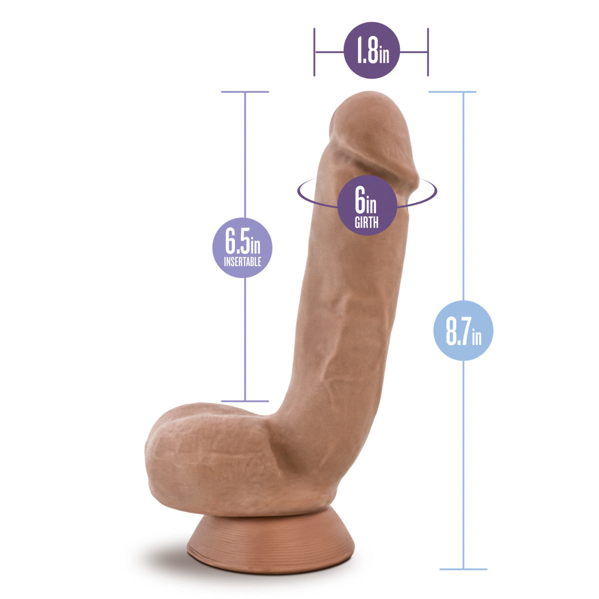 Au Naturel By Blush® | Macho Realistic Latin 8.5-Inch Long Dildo With Balls & Suction Cup Base、mySite、bottomscart