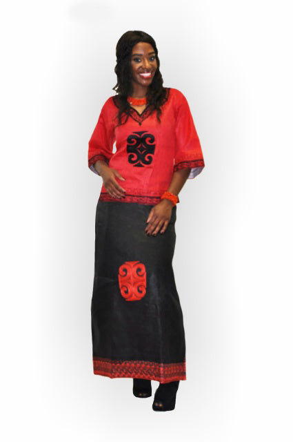 Red and Black African Brocade Skirt Set、mySite、solidvoid