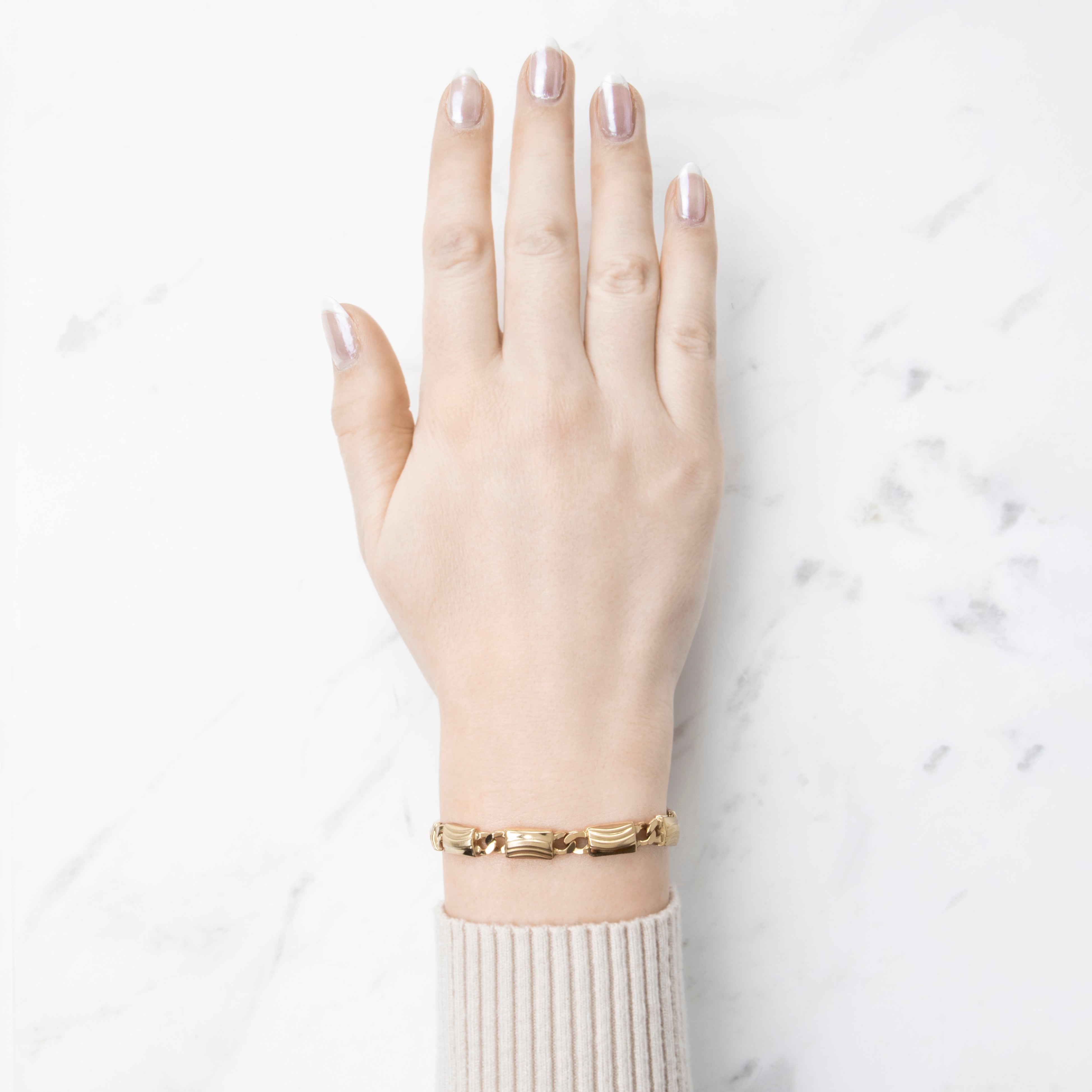 Vintage Italian 14k Yellow Gold Geometric Link Bracelet 7.25、mySite、hinf8tx79