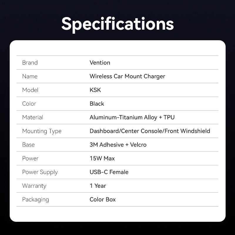 Vention Wireless Car Mount Charger、mySite、fannypackpong