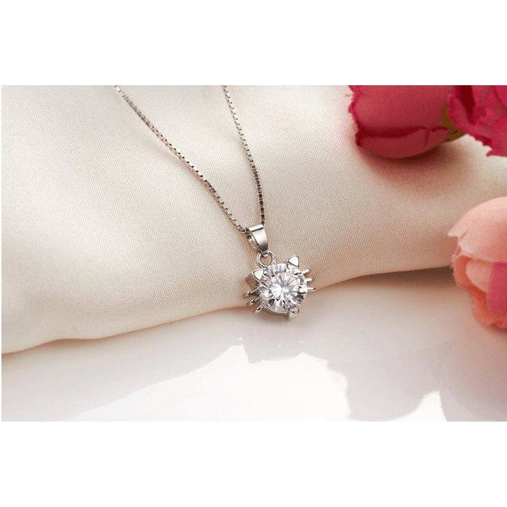 Cat Necklace, Ring and Earrings SET-Purple or Clear CZ in 925 Silver-Adorable!、mySite、g9winljtr