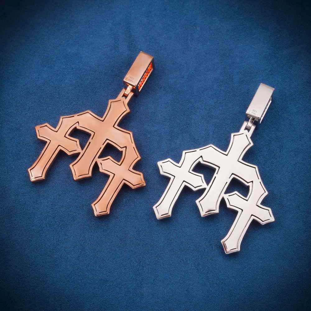 Moissanite Triple Cross Pendant 14K Gold、mySite、hinf8tx79