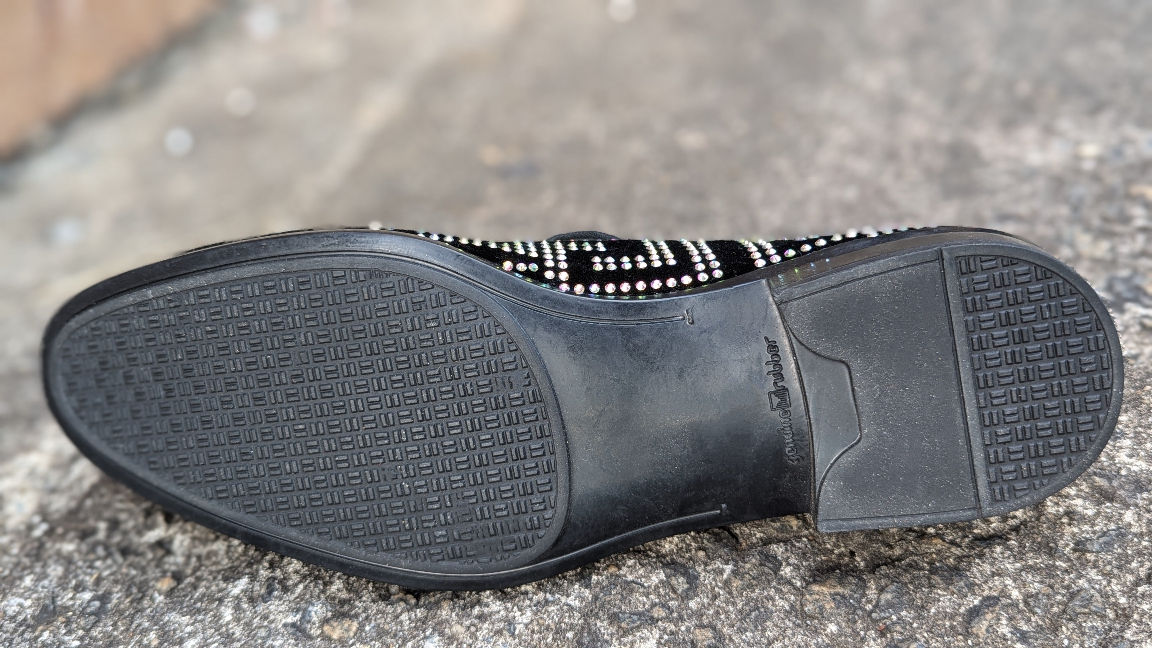 Dupsie's Black Imara Elegance pair of Suede Loafers with meander Rhinestoned patterns DPSS452、mySite、solidvoid