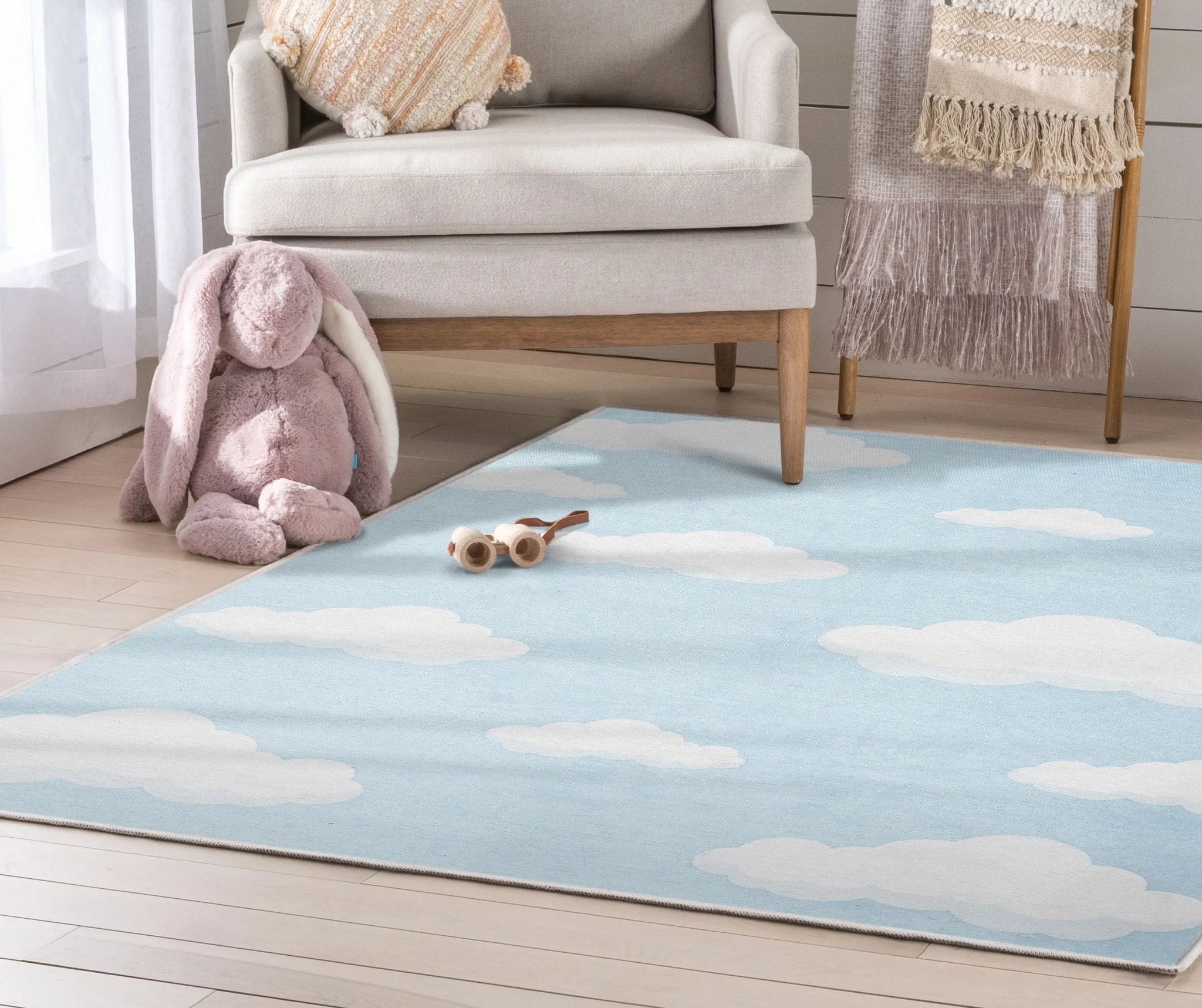 Cloud 9 Modern Light Blue Kids Flat-Weave Rug、mySite、gigharbornorthrealestate