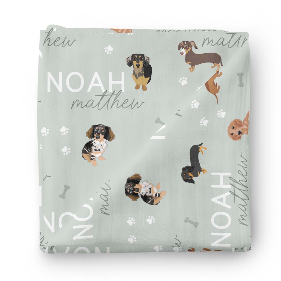  Personalized Baby Name Swaddle Blanket | Dachshund、mySite、layawaytickets