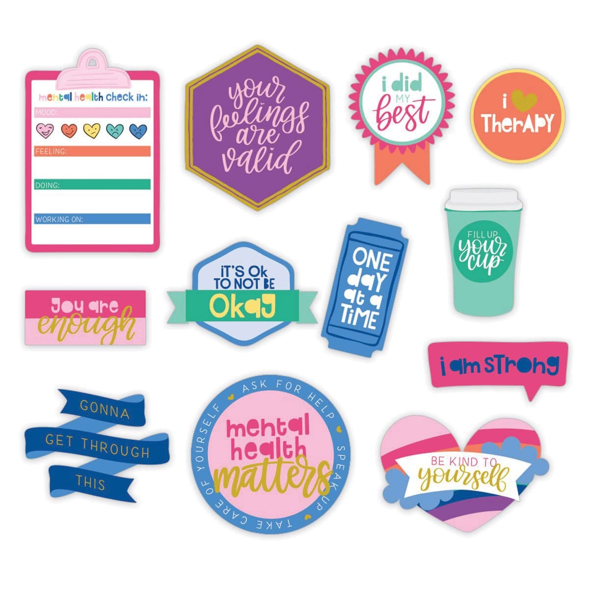  Die Cut Scrapbook Stickers - Self Care、mySite、ghnorth