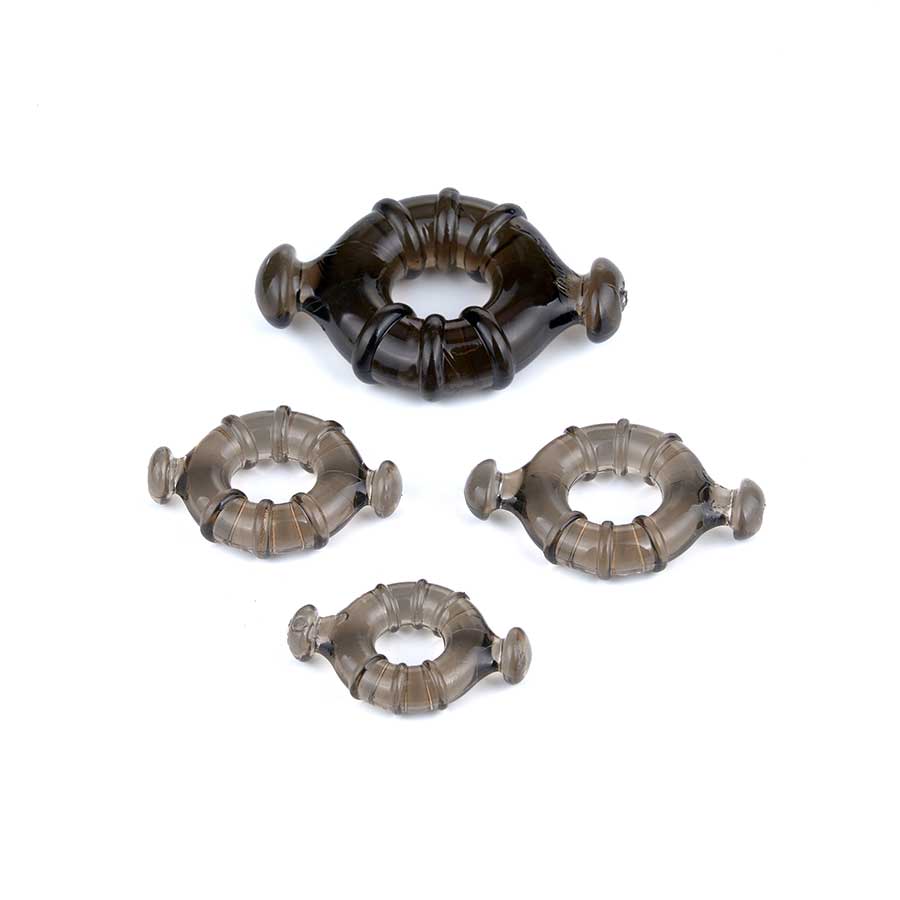 Easy Grip Cock Ring Set with Pull Tabs, Smoke by Lynk Pleasure、mySite、bottomscart