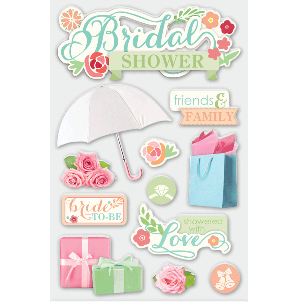  Bridal Shower 3-D Stickers、mySite、ghnorth