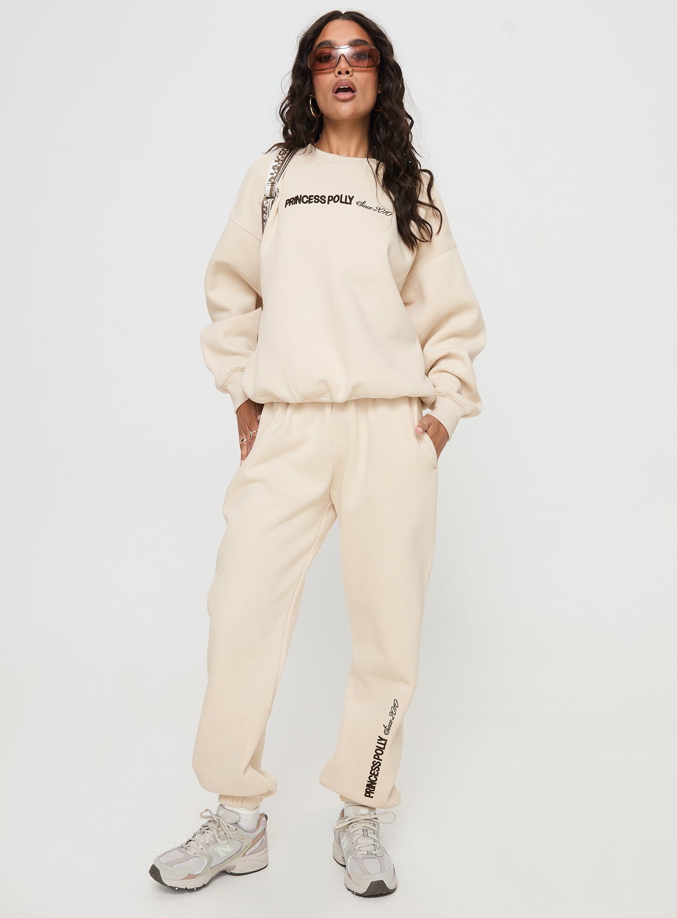 Princess Polly Track Pants Block / Cursive Text Stone、mySite、solidvoid