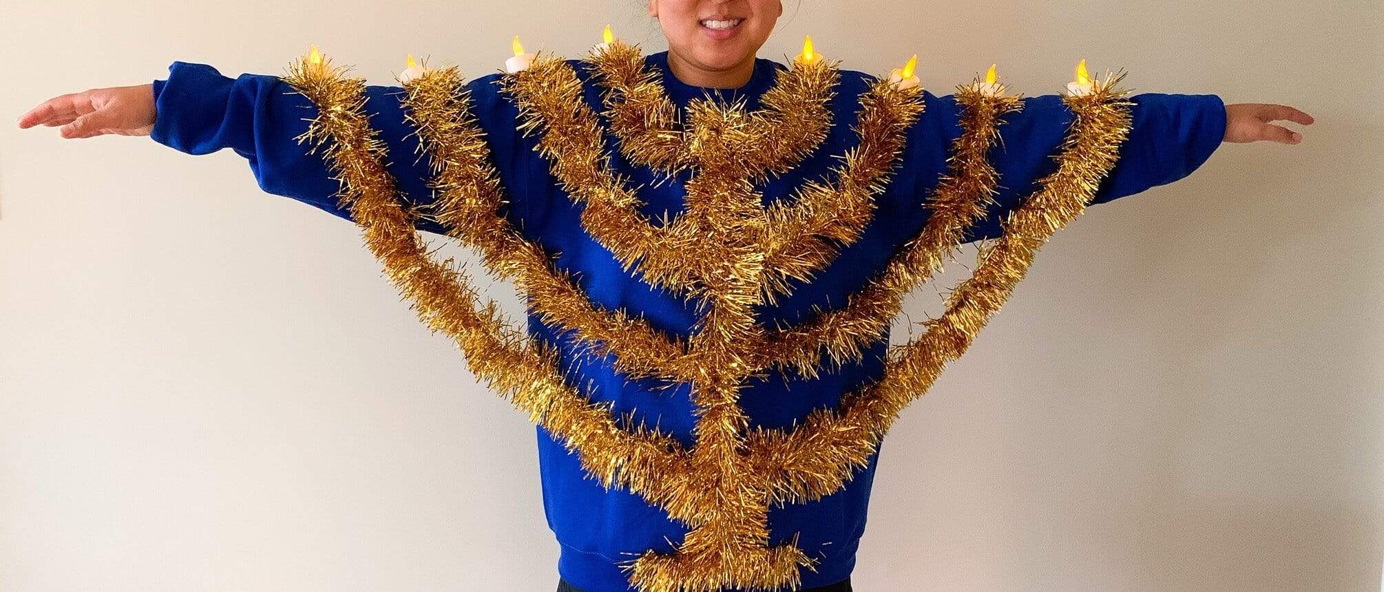 Light Up Menorah Hanukkah Unisex Sweatshirt - Blue or White、mySite、topwebapps