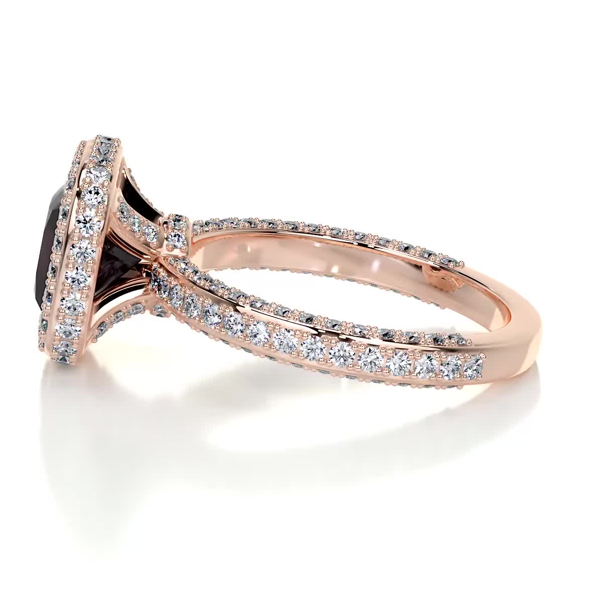Kim Gemstone & Diamonds Ring (4 Carat) -14K Rose Gold、mySite、hinf8tx79
