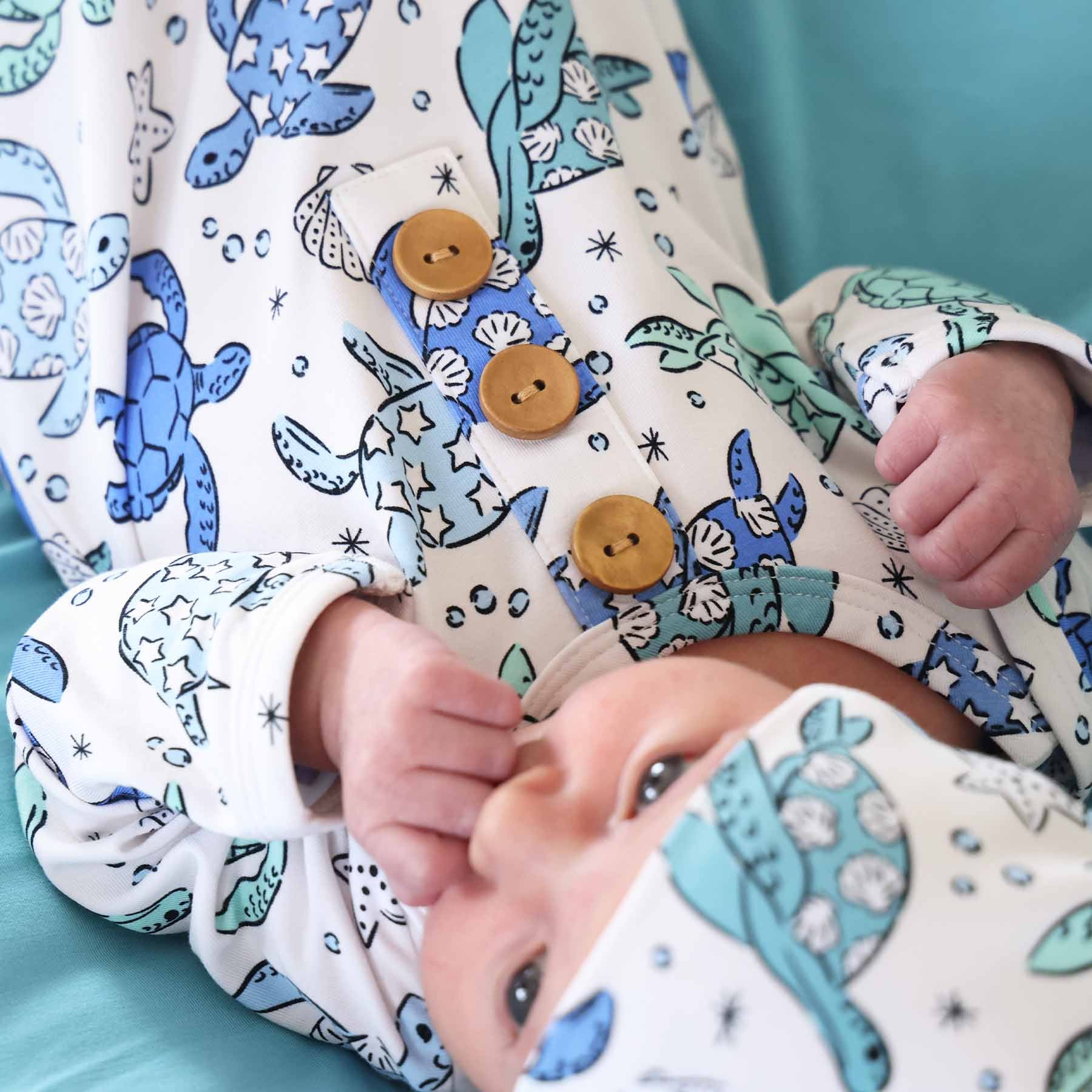  Sea Turtle Splash Newborn Baby Knot Gown & Hat Set、mySite、layawaytickets