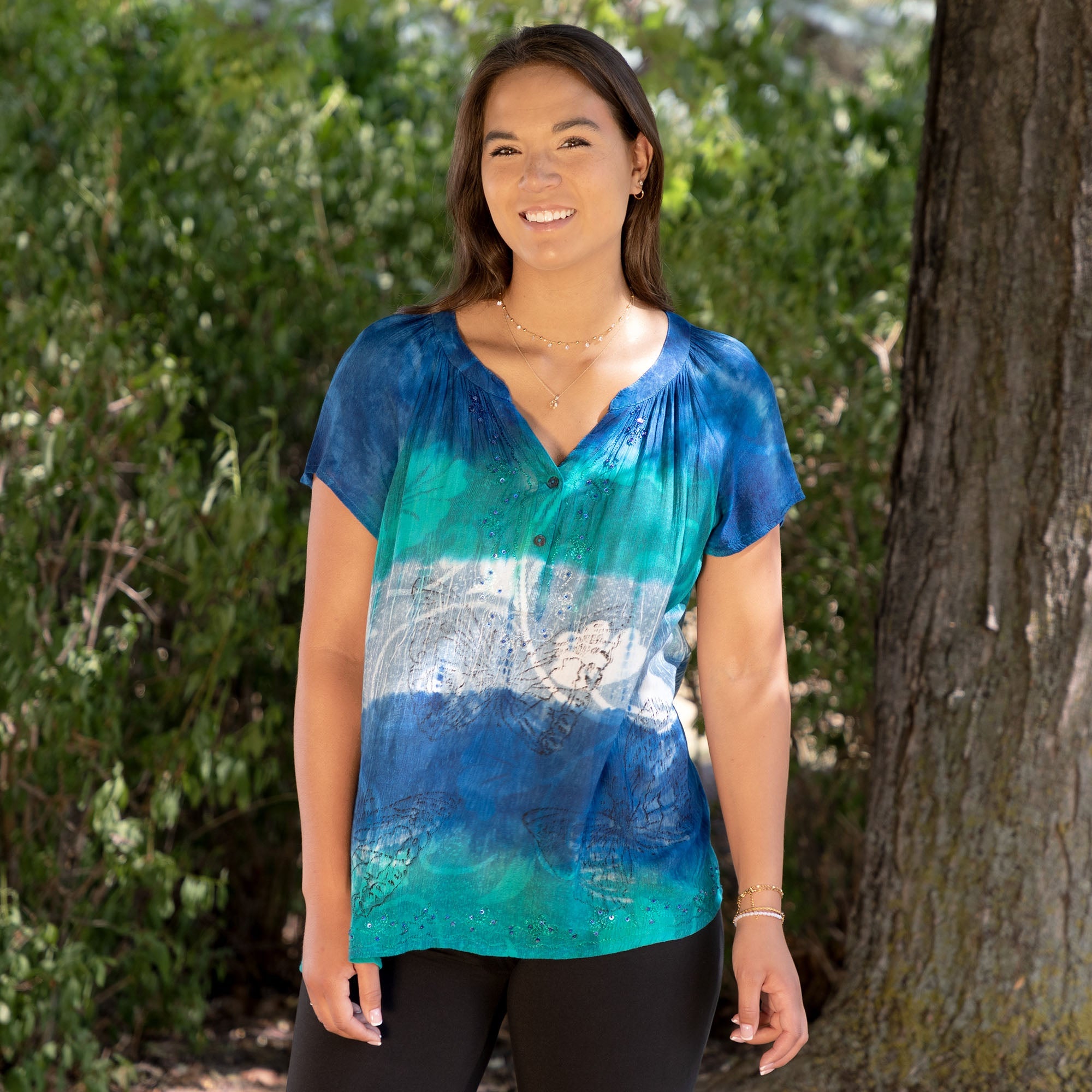 Butterflies on the Sea Short Sleeve Top、mySite、camillekostekn