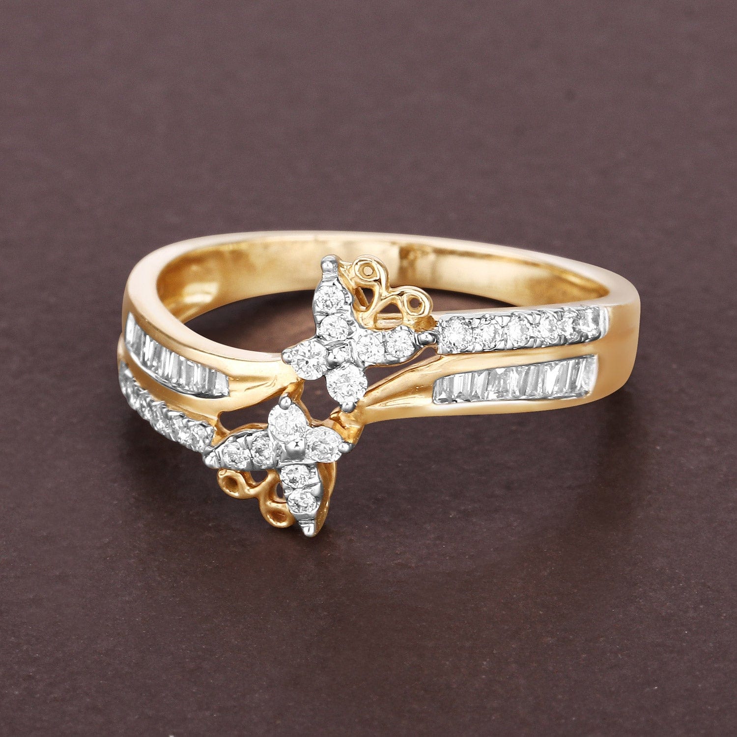 Diamond Butterfly Ring 14K Yellow Gold、mySite、g9winljtr